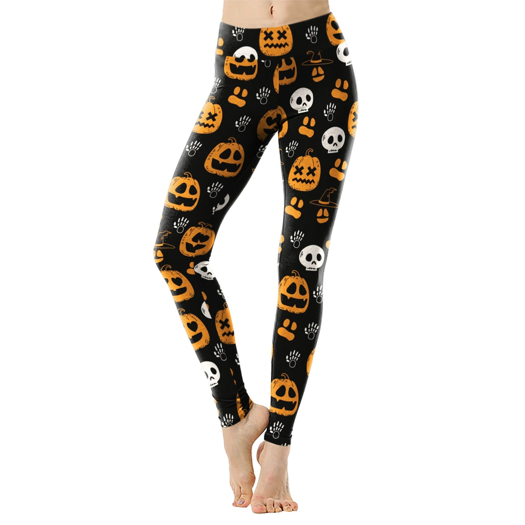 Legging Halloween Skulls and Pumpkin