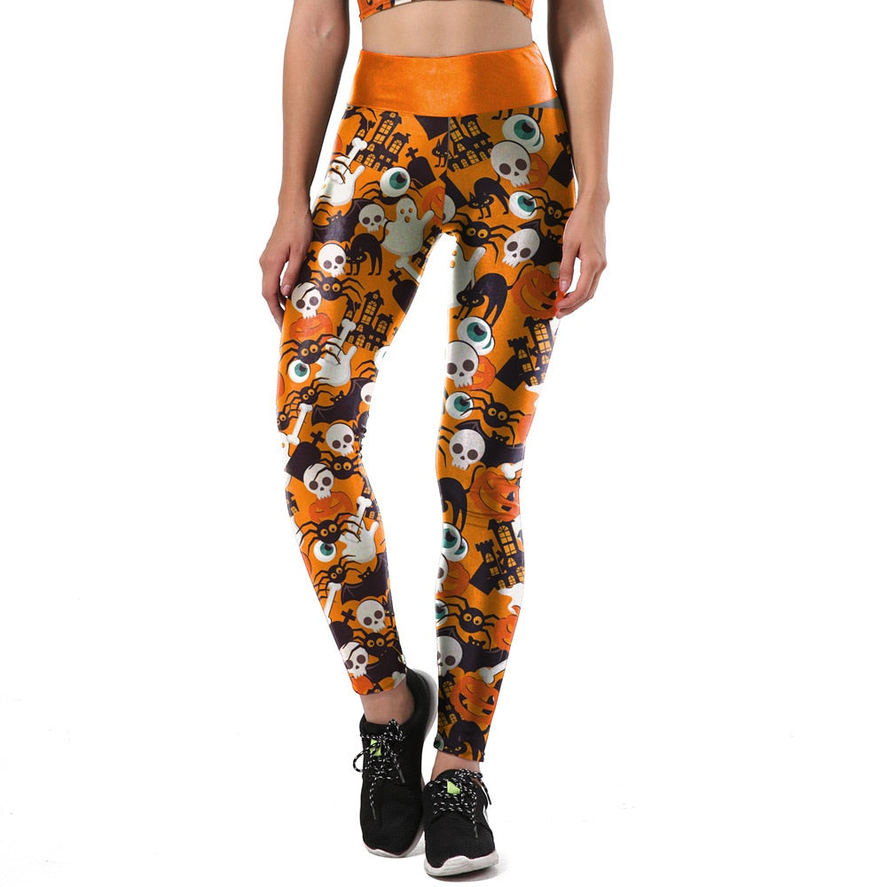 Legging Halloween Cat and Skulls