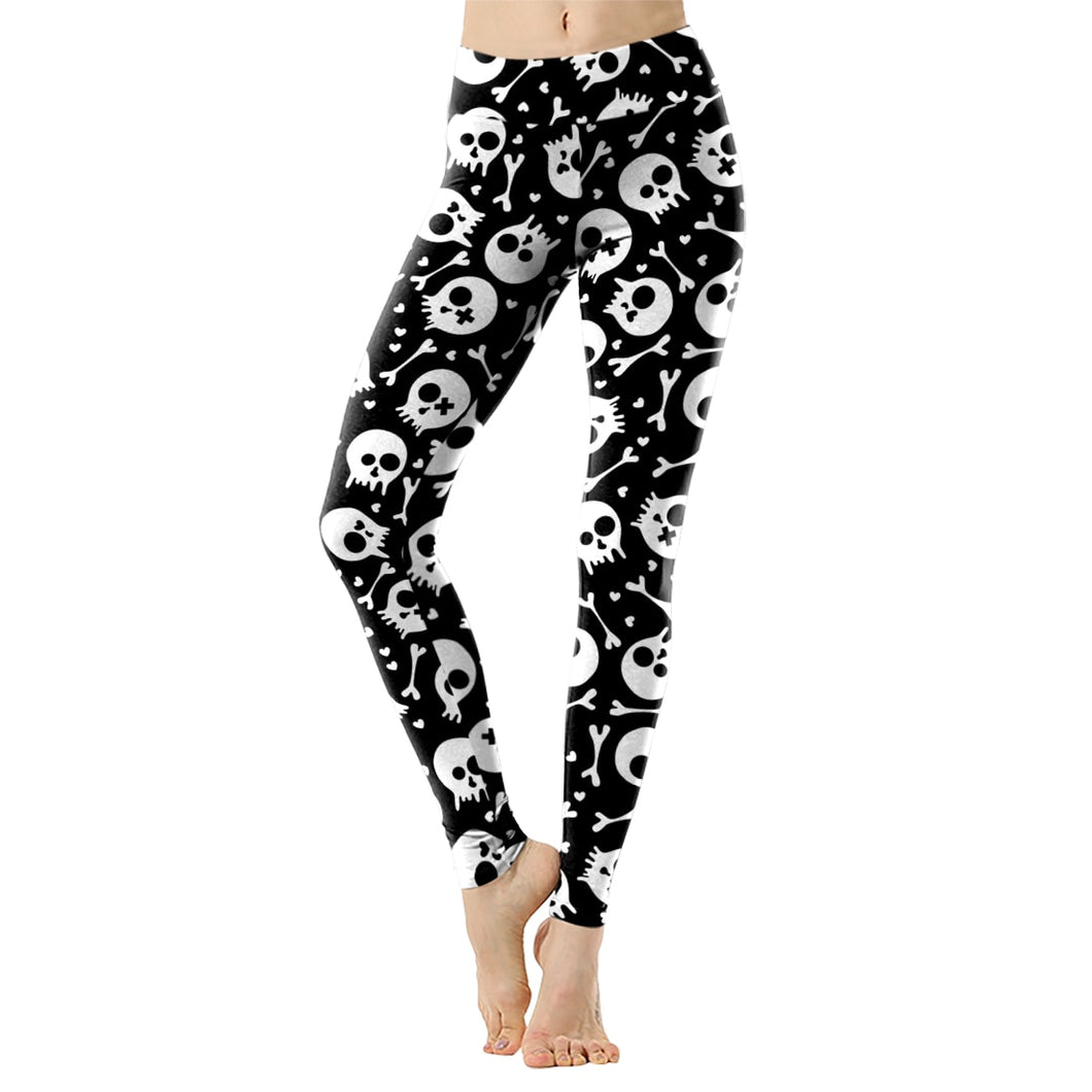 Legging Halloween White Skulls